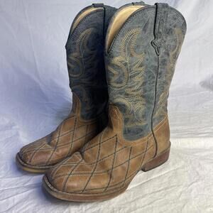 Roper Leather Boots Youth 3 "Little Kids" Argyle Diamond Cowboy Rodeo Embroider